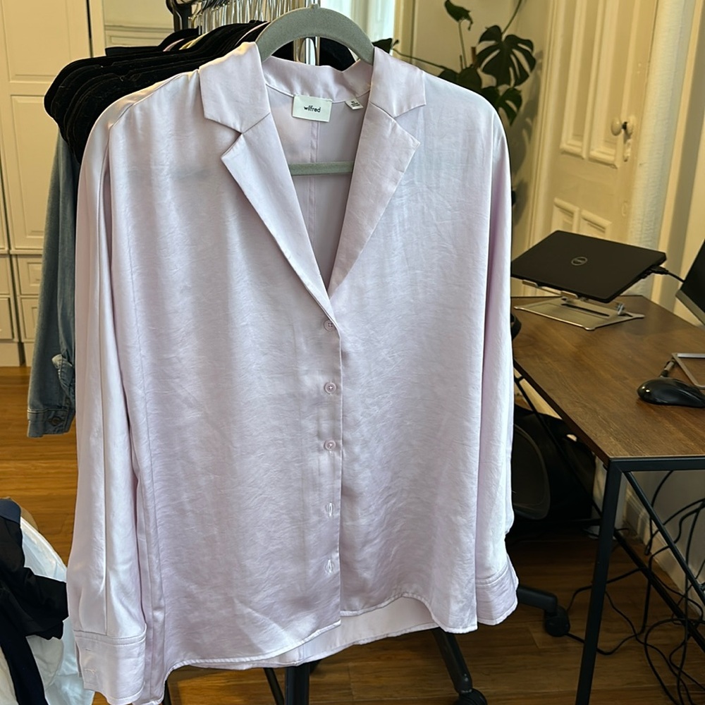 Aritzia Lilac Silk Shirt